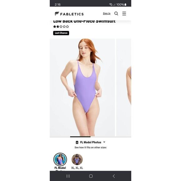 New Small Fabletic Wild Wisteria Purple NOA Sexy One Piece Swimsuit Bathing Suit - Picture 1 of 11
